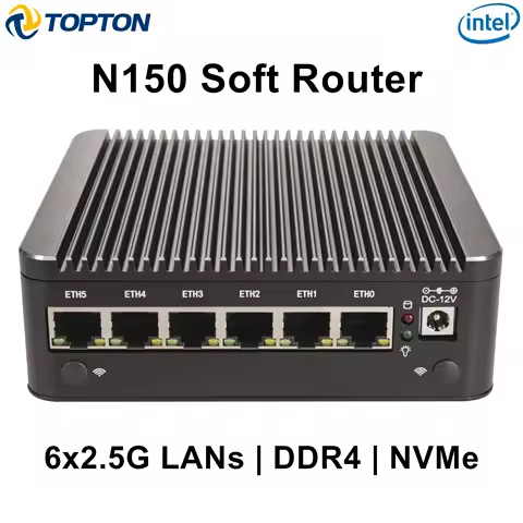 6x2.5G LAN Robust Fanless Firewall Mini PC Intel N150 7505 6305 i226-V DDR4 NVMe SATA Type-C Mini Computer pfSense OPNsense