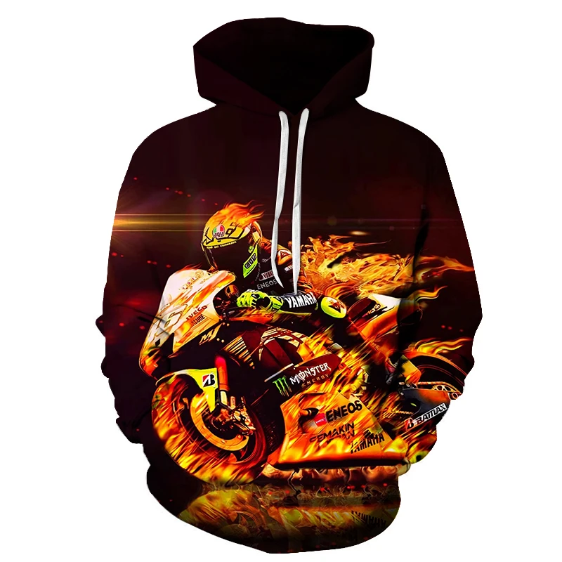 2022 Spring and Autumn Men's Women's Hip Hop 3D Hoodie Motorcycle Outdoor Leisure Long Sleeve Sweatshirt Street Fashion F