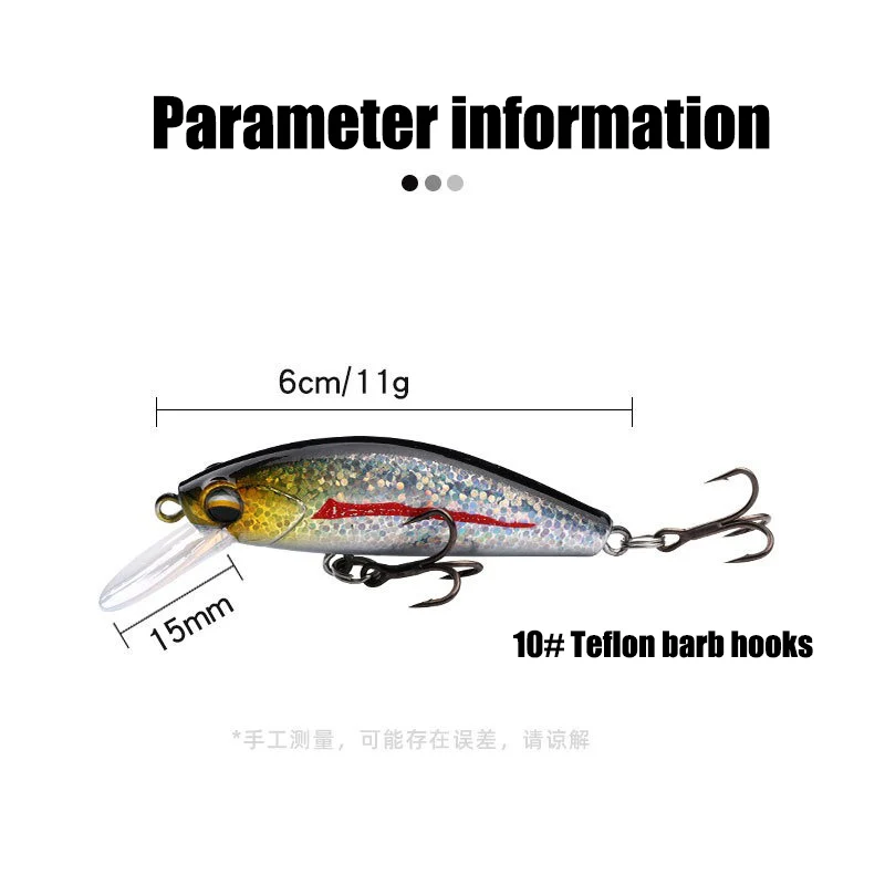 Floating Crankbait Minnow Lure Realistic Pattern Hard Wobbler Treble Hooks For Freshwater Predator Fish