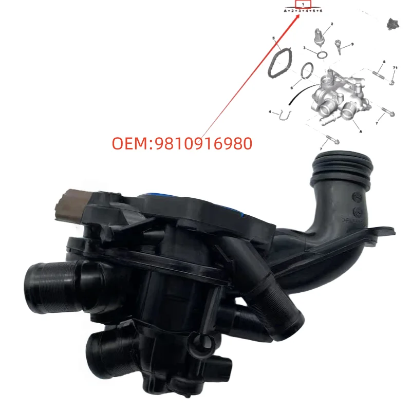 

9810916980 For Peugeot 207 308 408 3008 RCZ Citroen C4 C3 DS3 Brand New Coolant Thermostat Housing With Sensor