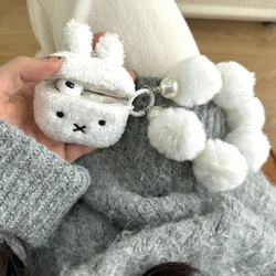 Earphone Case for Airpods 4 3 2 1Pro Plush Cute White Rabbit Protective Headphones Soft Anti-fall High Quality Shockproof Cover