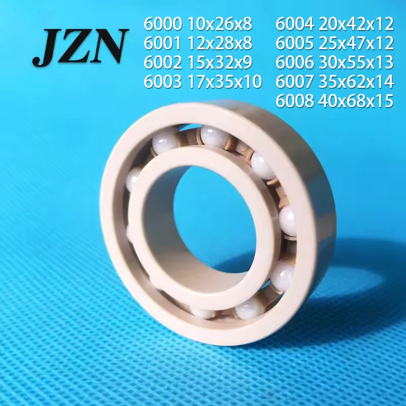 PEEK High Temperature Resistant Plastic Bearings 6000 6001 6002 6003 6004 6005 6006 6007 Corrosion Resistance