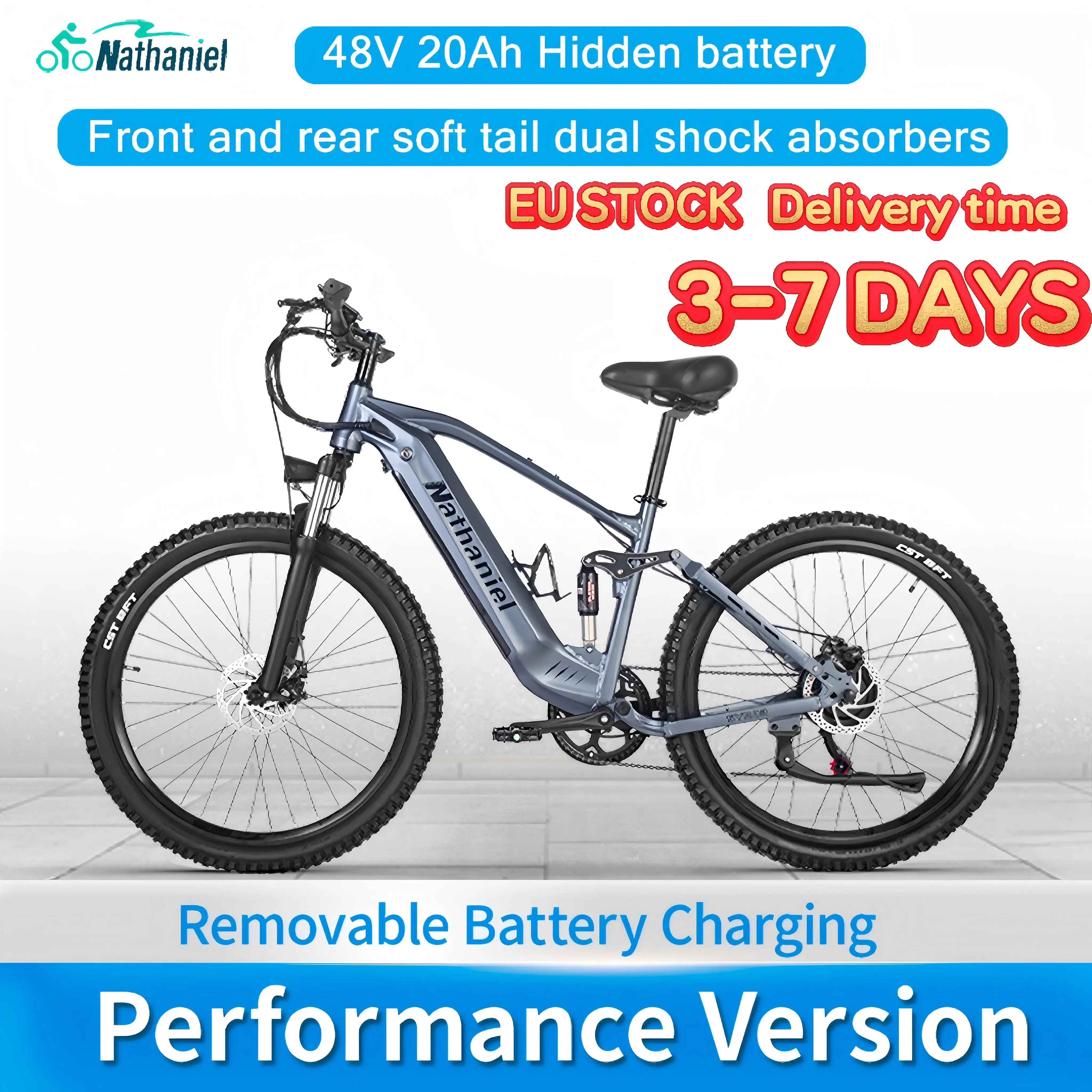 Image of Nathaniel SYR03 Elektrofahrrad 1000W 48V 20AH, 27,5 Zoll Langstrecken-E-Bike für Berg- und Straßenfahrten, E-Bike für Erwachsene, Mountainbikes