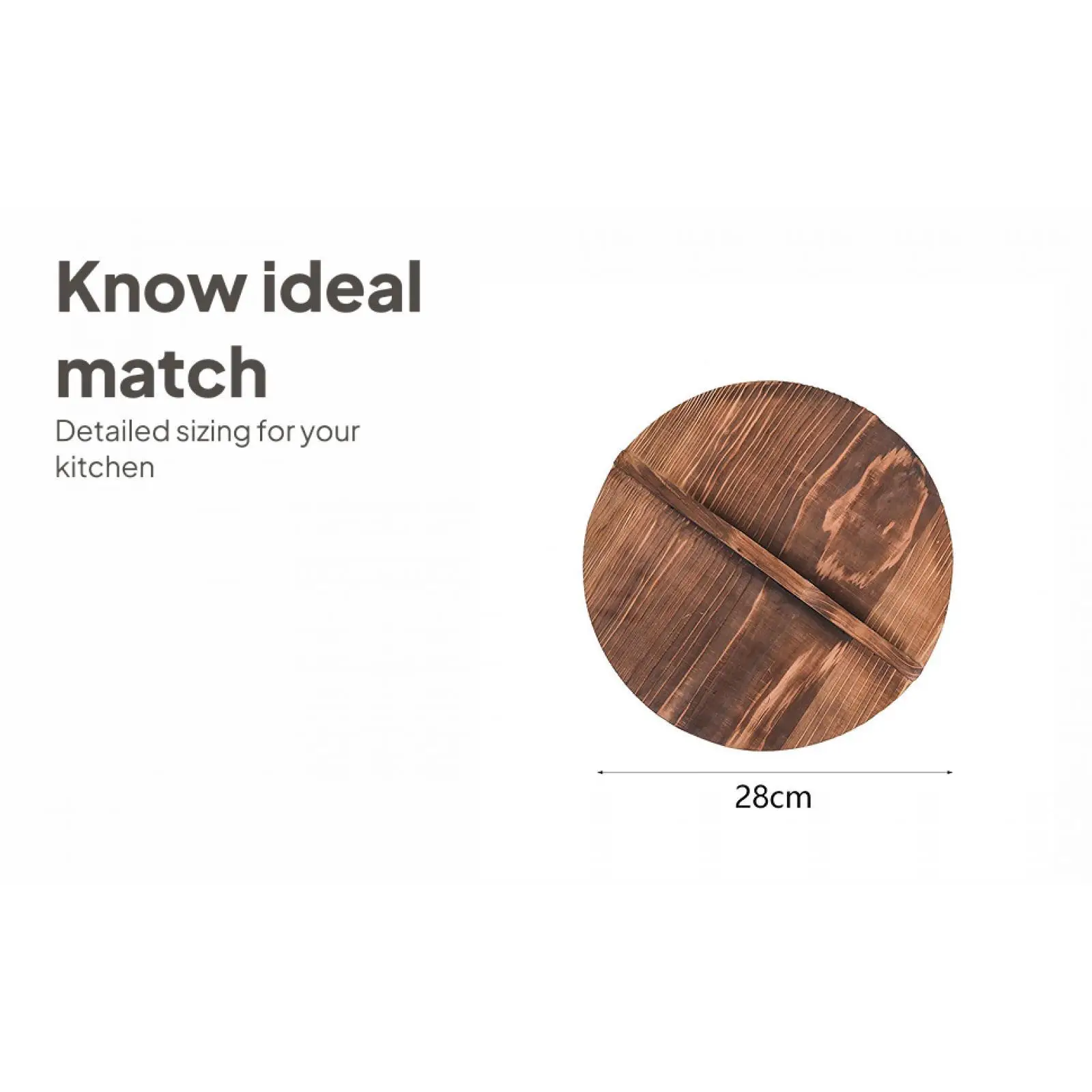 Thickened Wooden Drop Lid Pot Cover Heat Resistant Stove Pan Accessory Frying Lid for Cooking and Baking