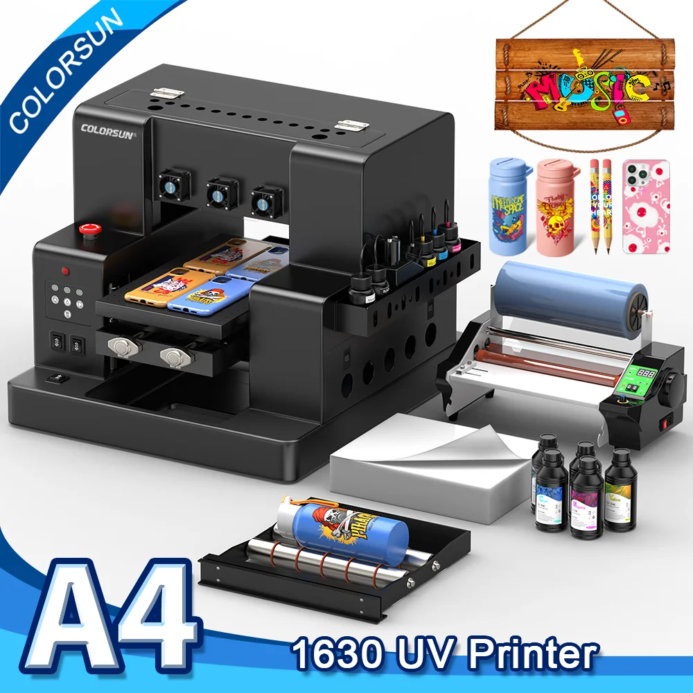 

УФ-принтер Colorsun A4 для Epson L805 Impresora A4 UV DTF, печатная машина для наклеек, УФ-планшетные принтеры для акриловых бутылок, металла