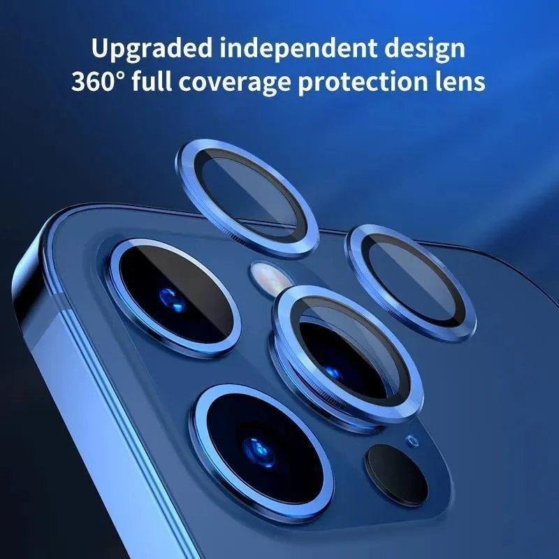 3-2Pcs Multicolor Metal Frame Camera Lens protector For iPhone 11 12 13 14 15 Pro Max 12mini 14 15 Plus Camera Tempered Glass