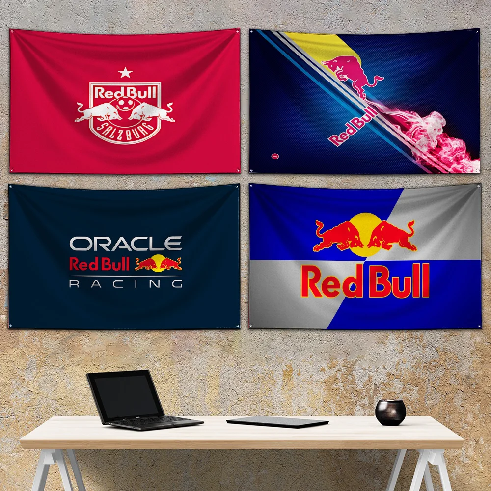 Red Drink B-BullS   Flag Polyester Digital Printing Banner For Garage or Out door Decoration