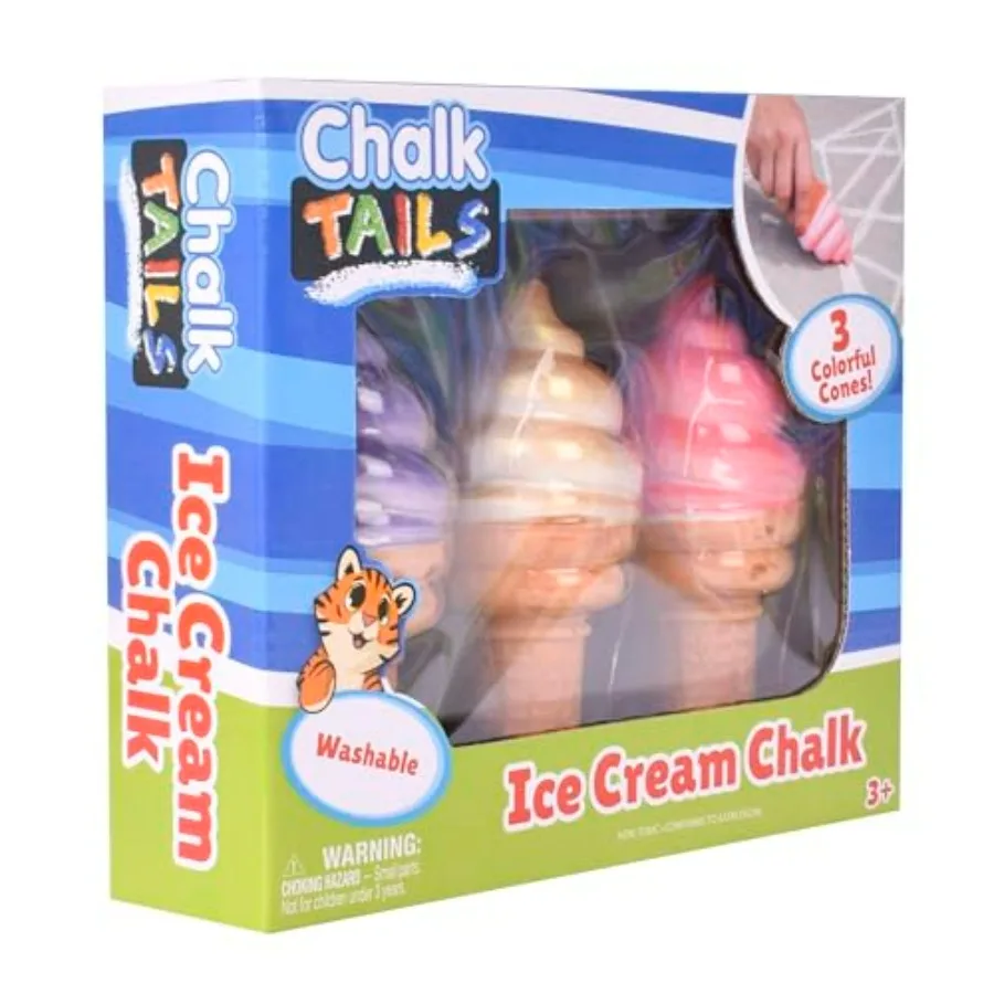 บริษัท ซันนี่ เดย์ส เอ็นเตอร์เทนเมนท์ จำกัด ชุดชอล์กไอศกรีม 3 ชิ้น ชอล์กจัมโบ้สำหรับวาดภาพกลางแจ้งและเล่นสร้างสรรค์ ล้างออกได้