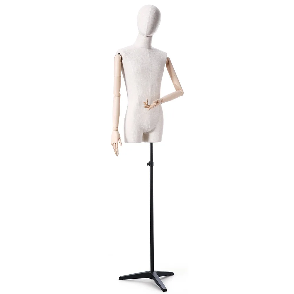 

Garment Store Man Articulated Dummy Fashion Design Linen Covered Male Mannequin