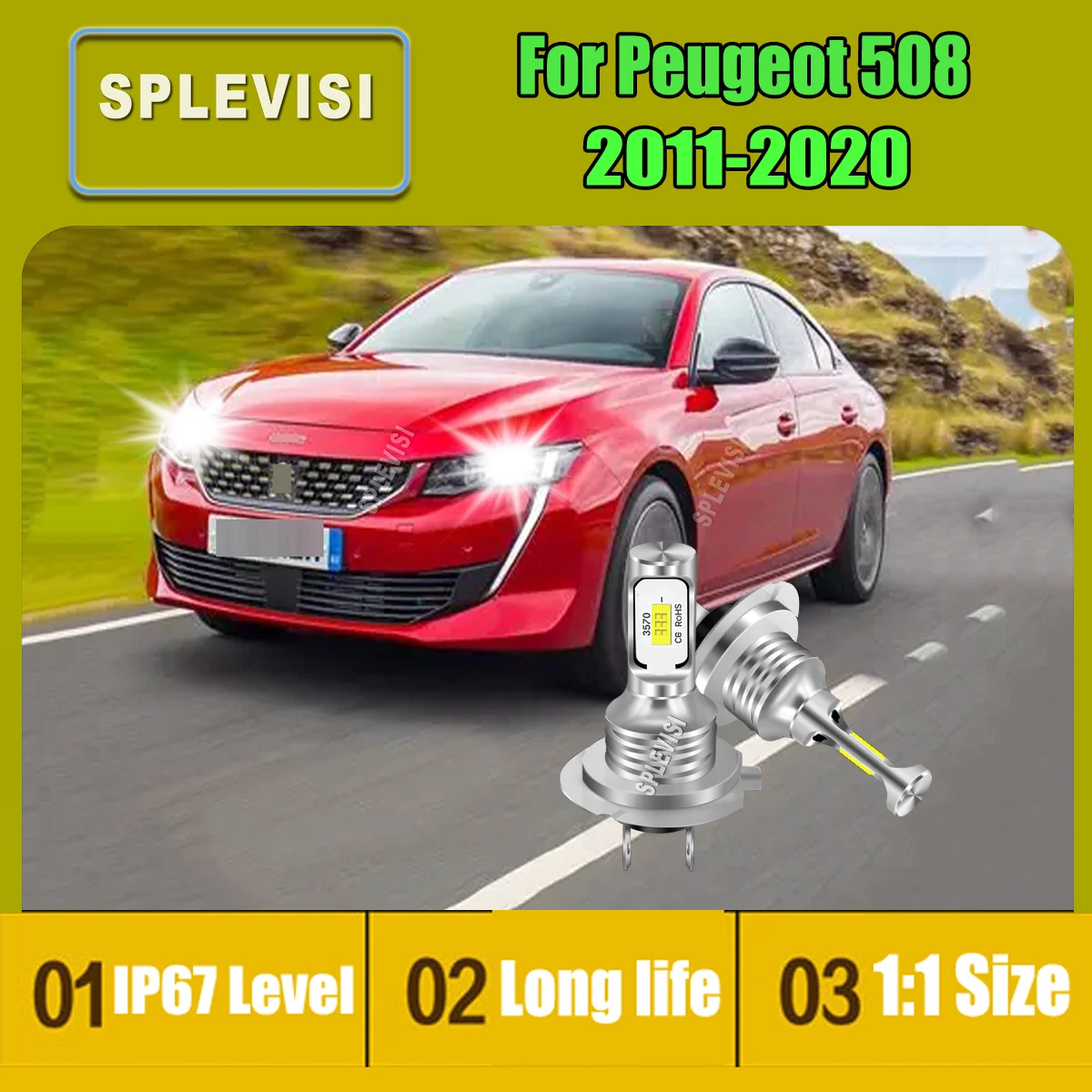 

2Pcs H7 LED Bulbs Mini Head Lamp 1:1 Size Automotive Lighting For Peugeot 508 2011 2012 2013 2014 2015 2016 2017 2018 2019 2020