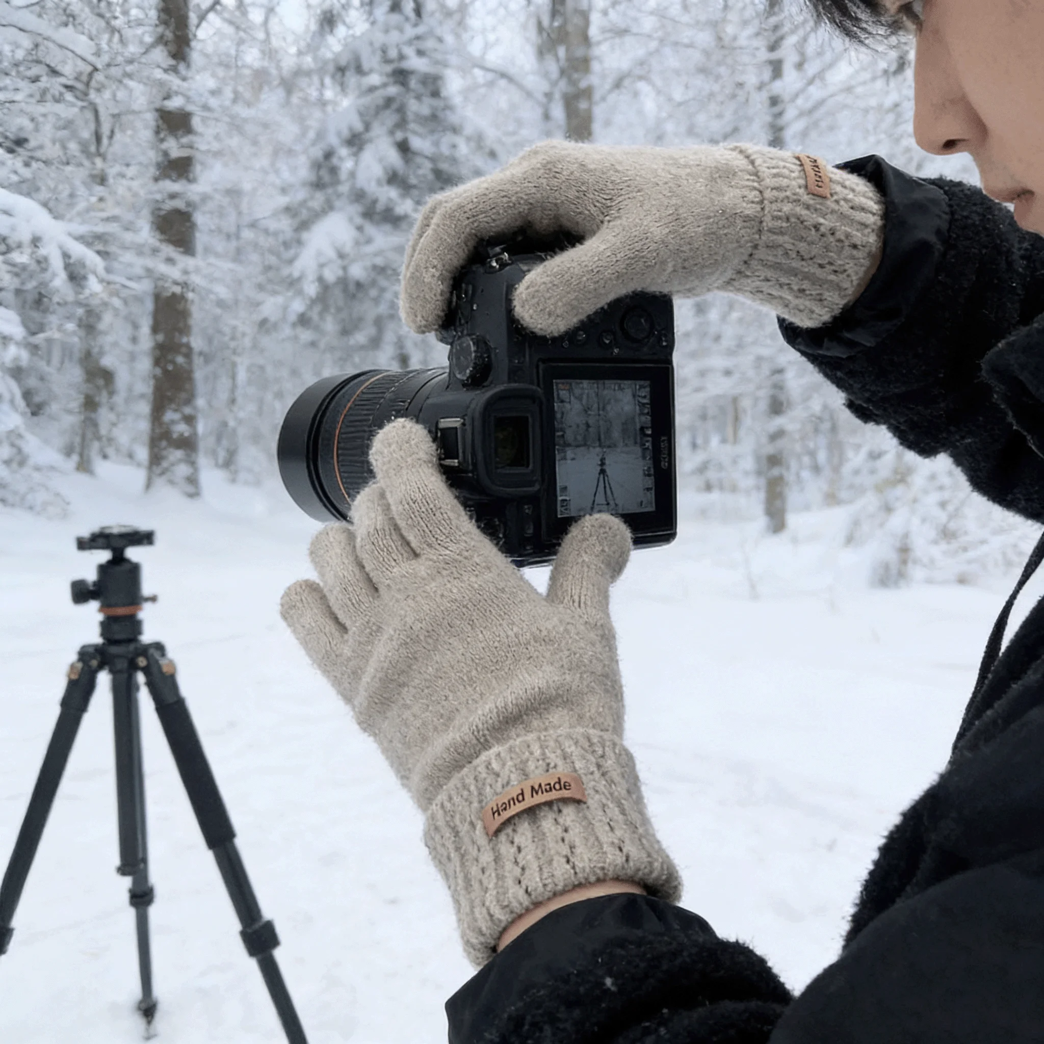 

Womens Touchscreen Gloves Winter Knitted Warm Five-Finger Gloves Outdoor Thickened Warm Cold Resistant Gloves,Washable