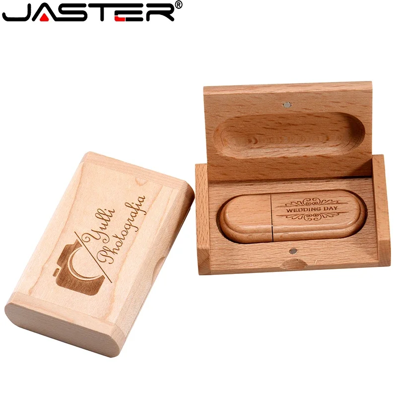 JASTER Wooden USB 2.0 Flash Drives 128GB Free Custom Logo Pen Drive 64GB 32GB 16GB Memory Stick Creative Gift U Disk for Laptop