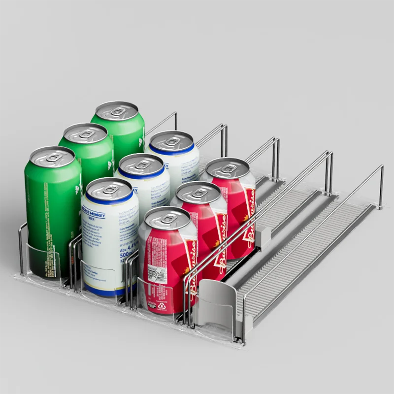 Empujador de resorte para bebidas, deslizamiento para nevera, hélice automática para bebidas, estante para botellas, organizador de latas, estante dispensador de bebidas para refrigerador