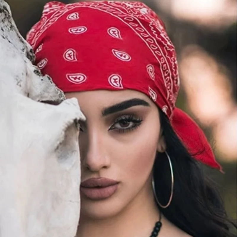 Luxury Brand Women Hot new cashew print 54*54CM headscarf simple thin small square scarf Sweat absorbing hair belt