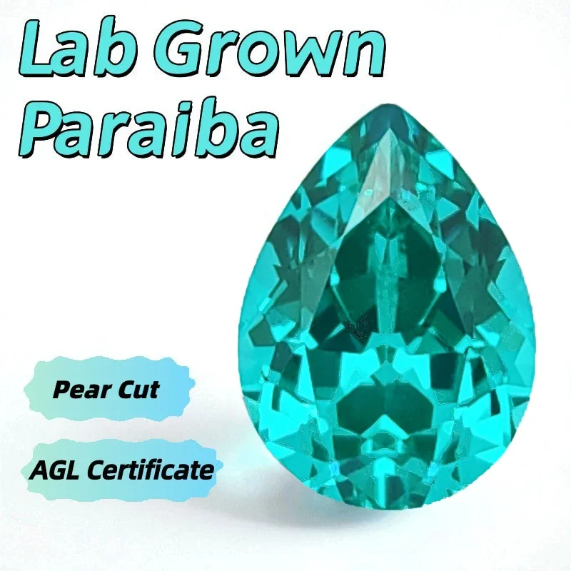 ALab Grown Paraiba Pear Cut Gemstone for Jewelry Making DIY Charms Earrings Rings Lab Created Paraiba Tourmaline for Pendant