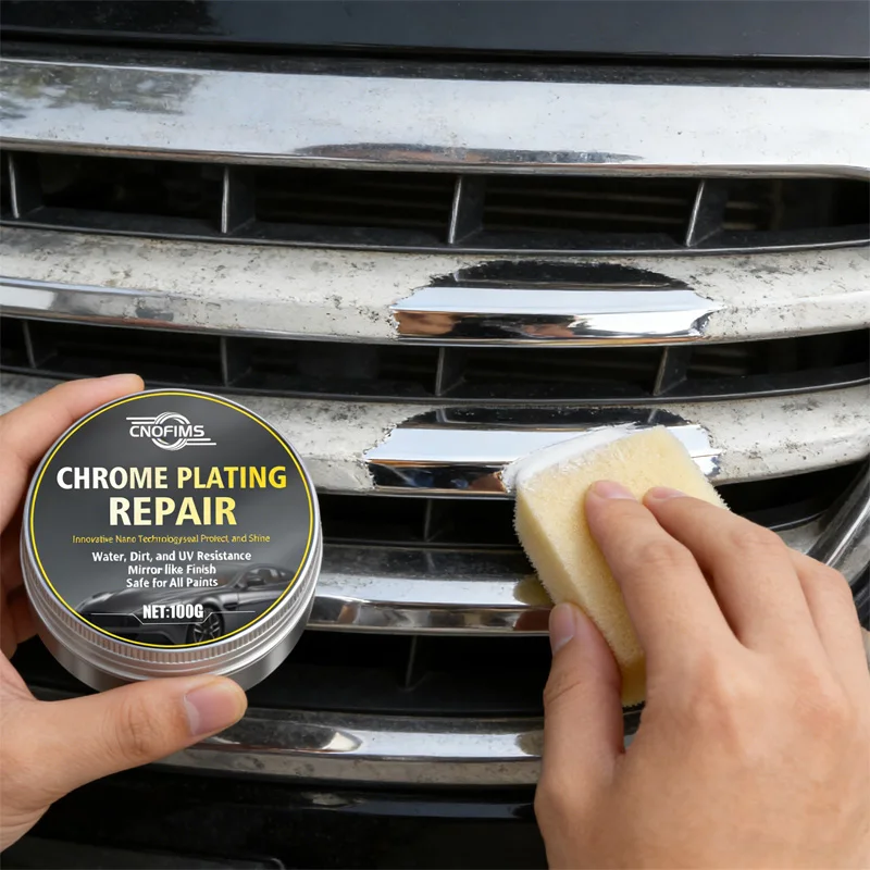 All-Vehicle Chrome Revitalizer: Oxidation Remover with Sponge - Brings Back Shine