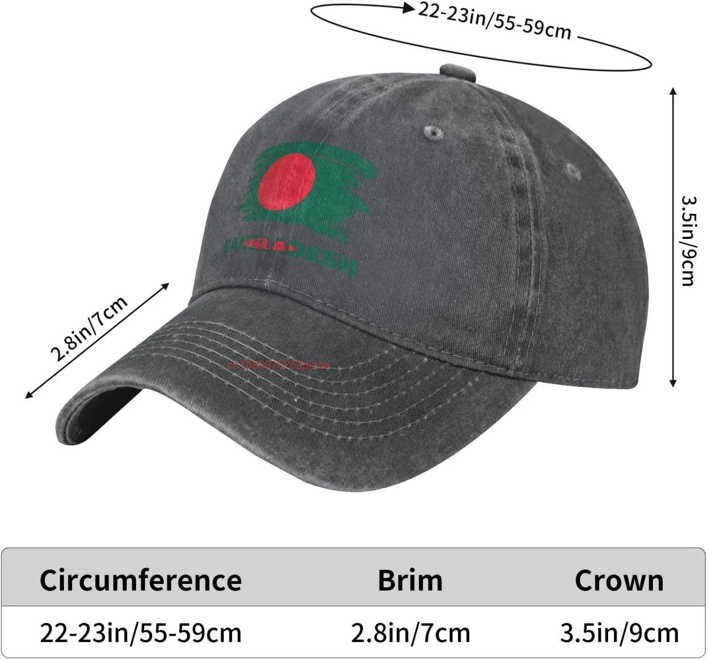 Vintage Bangladesh Flag Stylish Washed Denim Baseball Cap - Adjustable Unisex Dad Hat Deep Heather