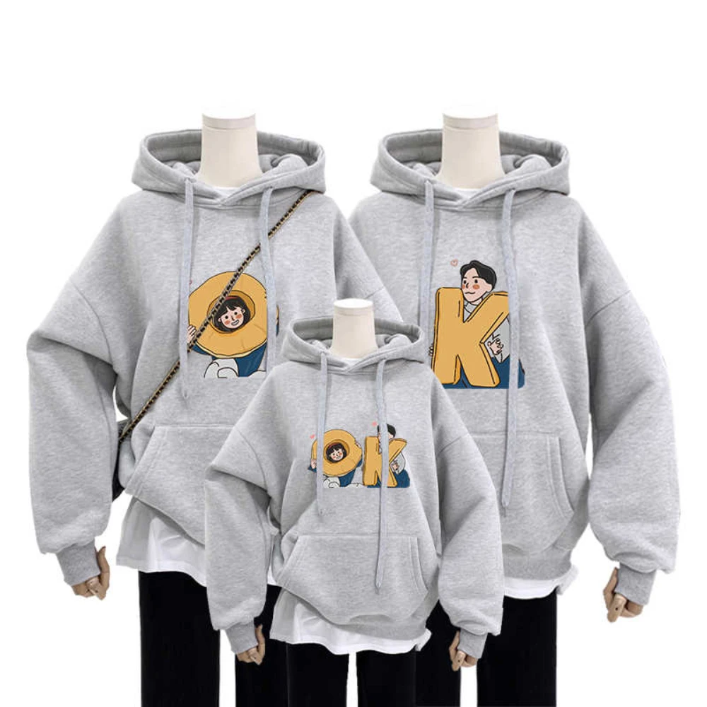 Not The Same Parent-Child Clothing New Autumn And Winter Clothing For Mother And Daughter Boys Plus Cashmere Pure Cotton Hoodie