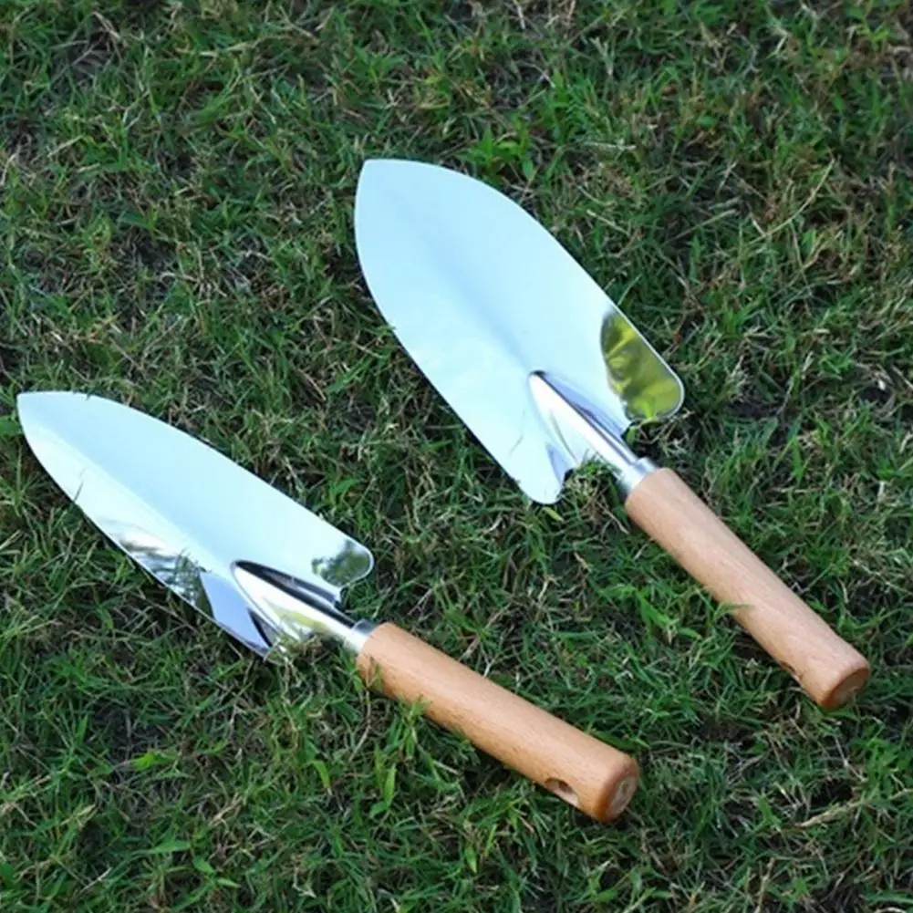 30cm Garden Hand Shovel With Wooden Handle Stainless Steel Hand Trowel Practical Garden Tool For Digging Weeding Transplanting
