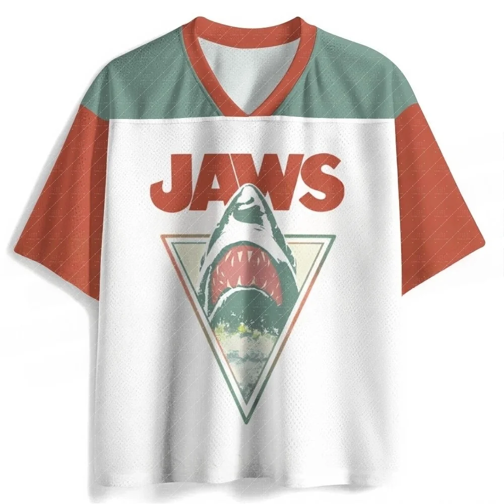 70s Retro Sea Creature Graphic Mesh Short Sleeve Jersey Two Tone Block Sleeve Unisex Beach Casual Street Top