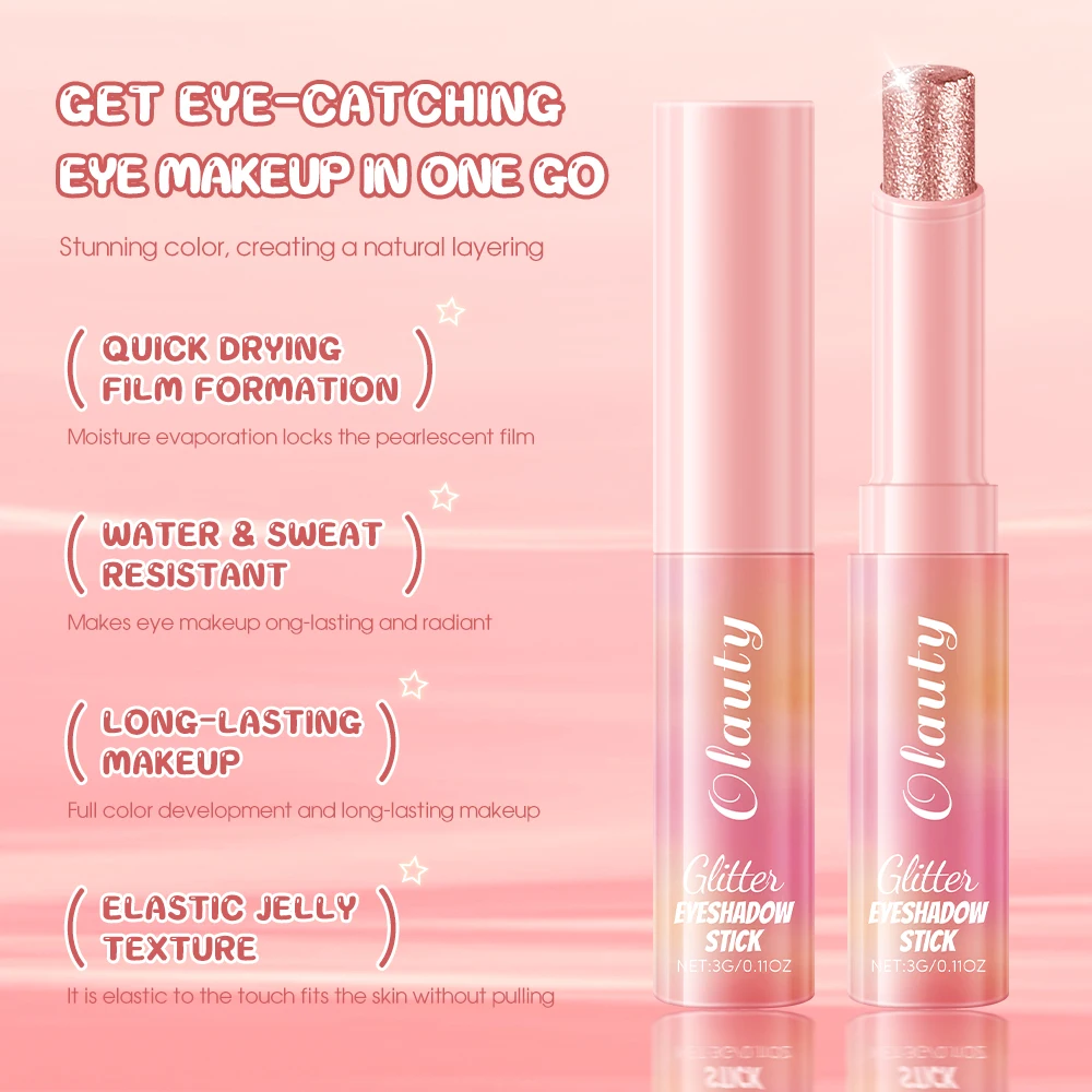 Eyeshadow Stick Waterproof Sweat‑proof Quick Drying Shimmer Eye Shadow Stick Long Lasting Elastic Jelly Texture Eye Makeup