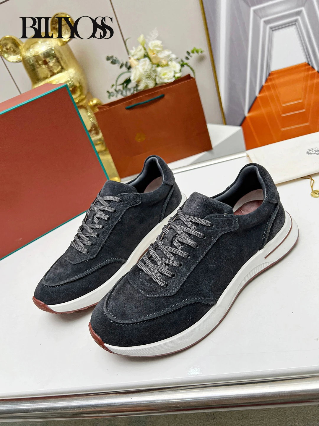 New Casual Shoes Men Lightweight wrinkle resistant Wind elastic fine fiber fabri Old Money Full cowhide tying process size 38-45