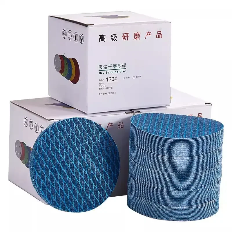 

100 шт. 5-дюймовые велюровые шлифовальные диски в форме синего ромба — флокированные абразивные подушечки премиум-класса для эффективного шлифования и полировки