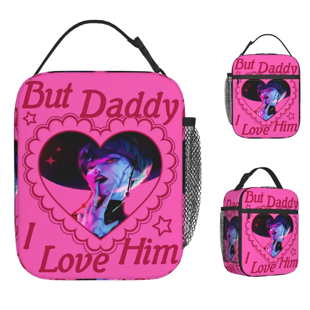

But Daddy I Love Him Baby Saja Kpop Demon Hunter Villain Сумка для обеда Портативная коробка для завтрака Школьная сумка-холодильник с принтом Термальные сумки для обеда