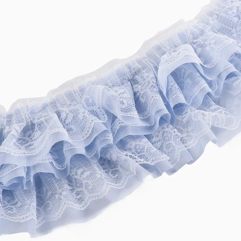 

Applique Luxurious Pleated Mesh Chiffon Fabric Soft Exquisite Embroidery Collar Ribbon DIY Tulle Chiffon Edge Lace Party