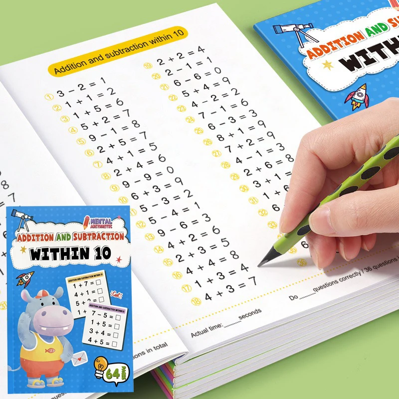 64 Pages Mathematics Specialized Training, Oral Calculation Book, Math Addition and Subtraction Exercise Book Within 10-100