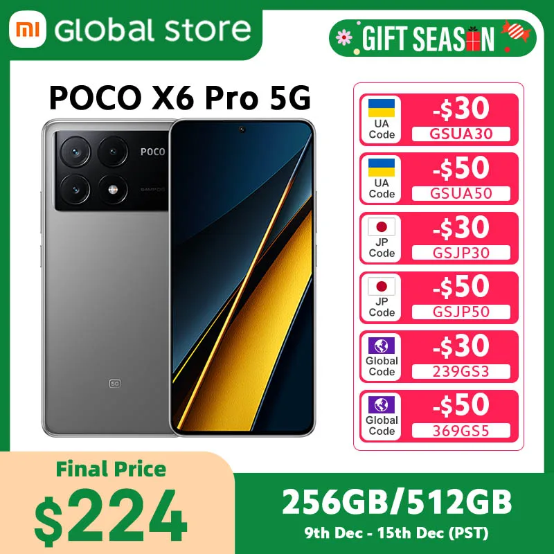 POCO X6 Pro 5G Global Version Smartphone Dimensity 8300-Ultra 6.67\