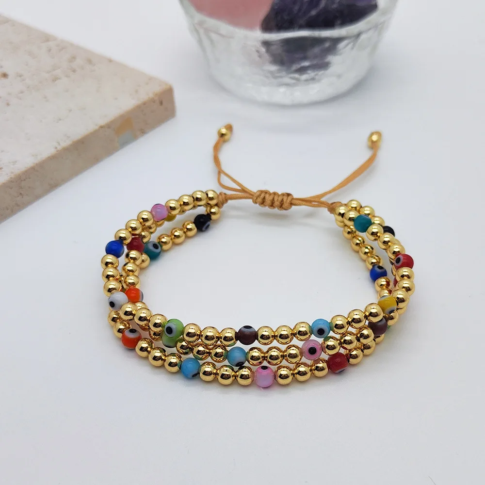 Rice bead bracelet Multiple layers Eye Bohemia Adjustable Pattern Hand weaving  Female Fashion Simplicity Beaded bracelet