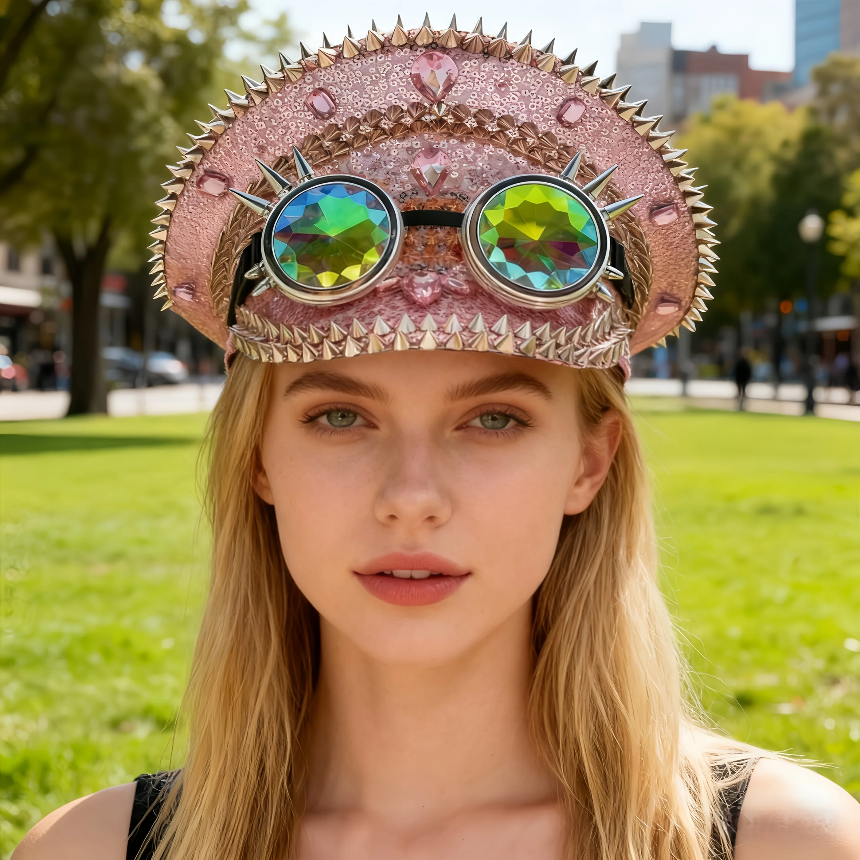 Kapelusz kapitański steampunk z dżetami i goglami na festiwal Burning Man dla kobiet, wojskowe akcesoria i czapka dla mężczyzn.