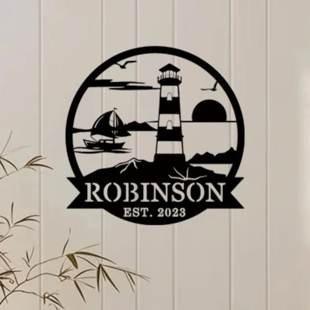 

Gracefully Personalized Lighthouse Nautical Metal Wall Decor in Classic Style, Reusable, Detachable, Ideal Sailing Present