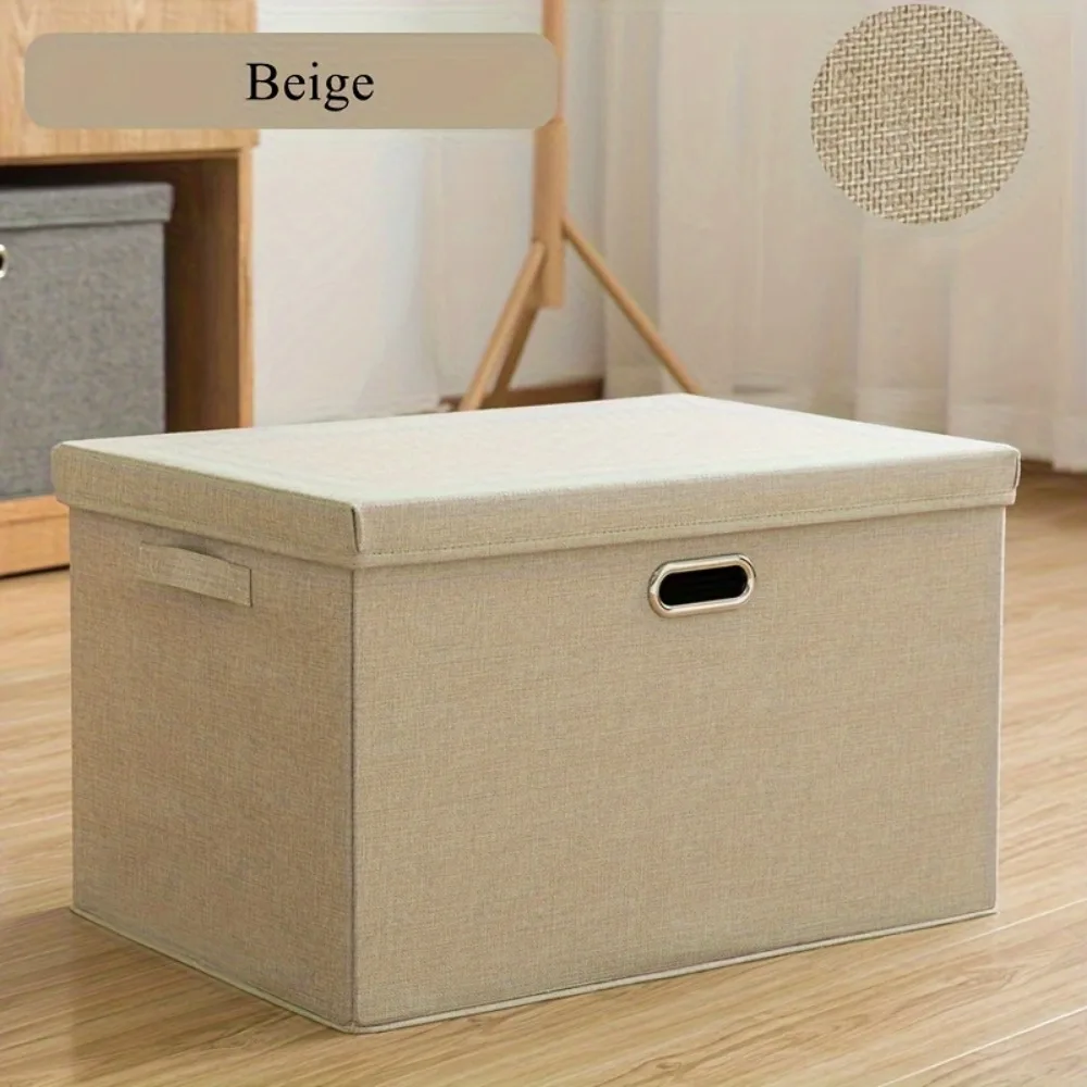 1PC High Quality Extra-Large Size Cotton Linen Storage Baskets Bins with Lids Handheld Clothes Storage Box Fabric Storage Box