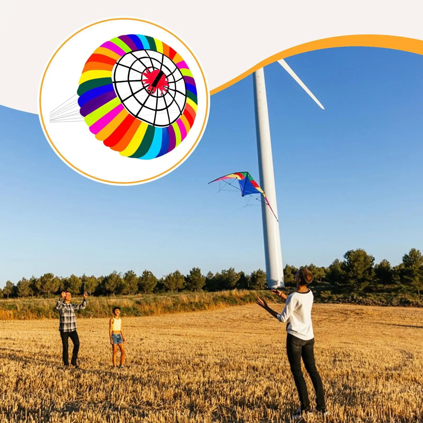 Latawiec Pierścień Tęczowy Kolorowa Obrotowa Miska Korona o Średnicy 98 cali Duży Rozmiar do Latawania w Parku na Plaży na Zewnątrz Trening Kitesurfingu