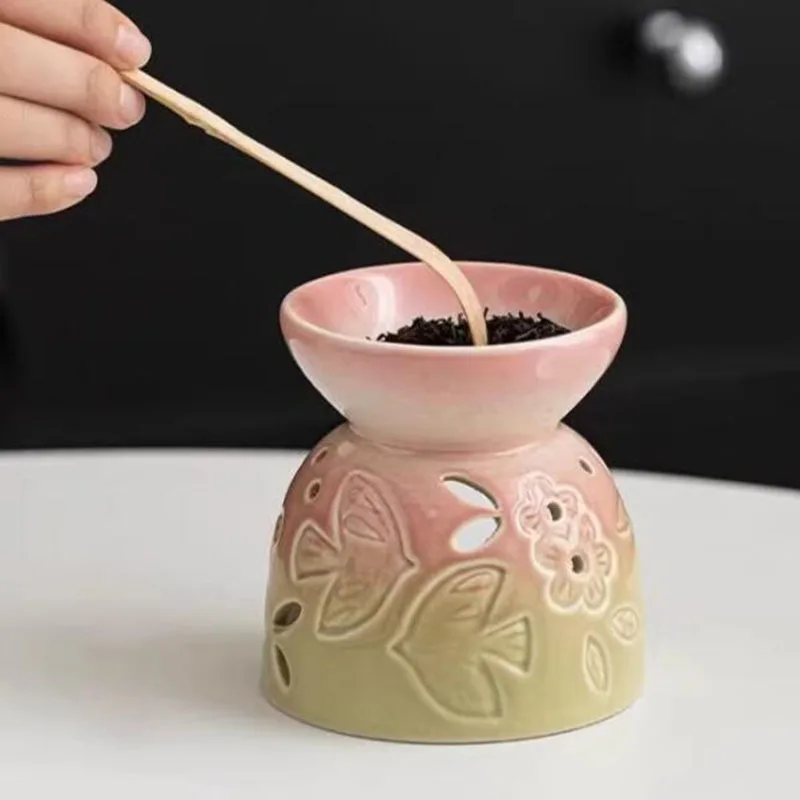 Ceramic Hollow Mixed Color Huajian Fish Aromatherapy Burner Essential Oil Furnance Candle Holder Fragrance Censer Home Decor