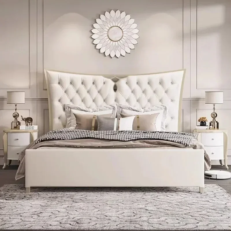 Queen High Headboard Double Bed Luxury Modern High End Children Double Bed Bedding Girl Letti Matrimoniali Furniture For Bedroom
