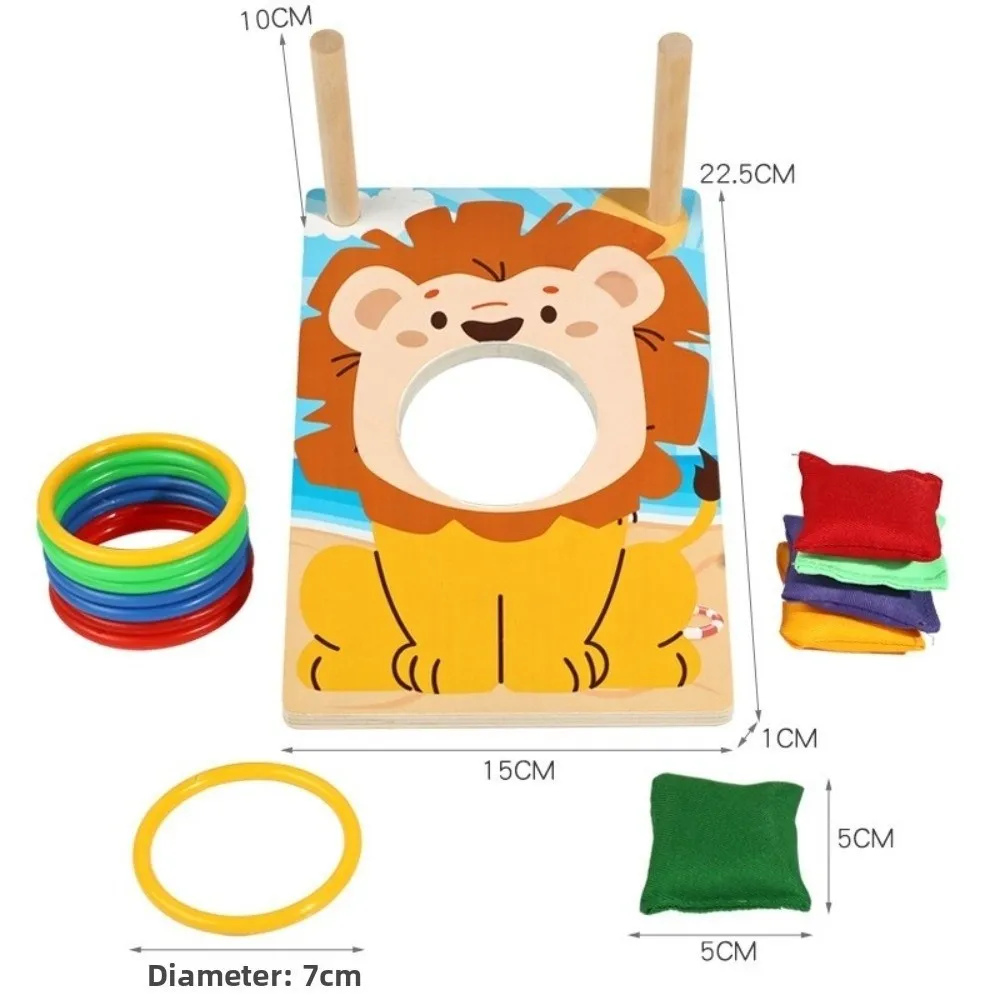 Nuovo 2 in 1 Gioco di lancio del sacco di sabbia Gioco di lancio portatile in legno del sacchetto di fagioli Gioco di lancio dell'anello Divertente giocattolo di puzzle Montessori Giocattoli per bambini