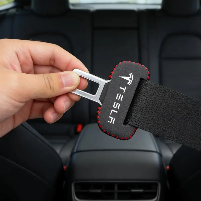 

Car Safety Belt Buckle Cover For Tesla Model 3 Y S X SpaceX Cybertruck Juguete Accessories Suede Leather Clip Protector Buckle