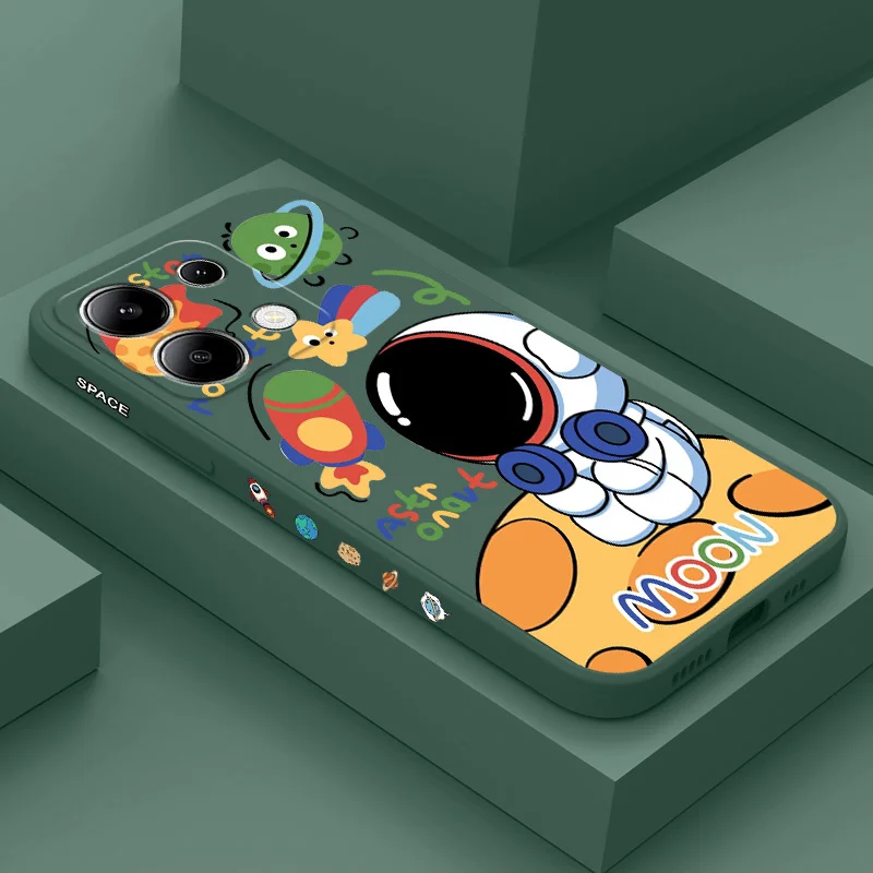 جراب هاتف رائد فضاء فضائي ، غطاء سيليكون سائل ، شاومي ريدمي نوت 13 ، 12 ، 12S ، 11 ، 11S ، 10 ، 10S ، 9 ، 9S ، برو بلس ، 4G ، 5 جم