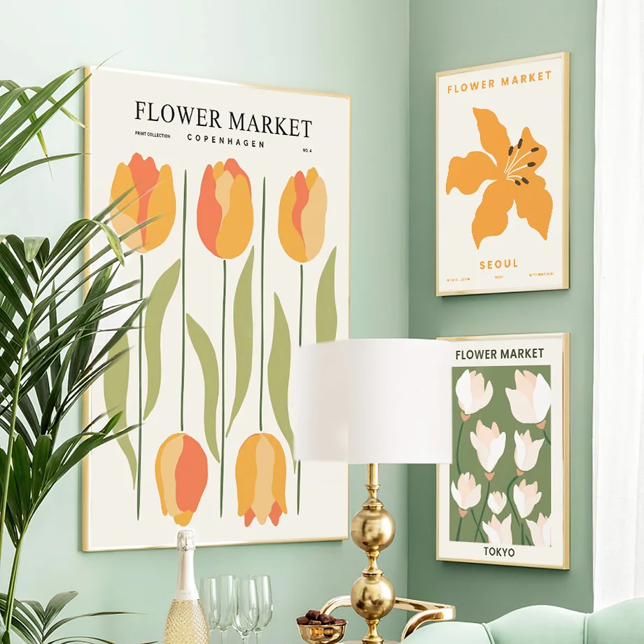 Flower Market Wall Art Colorful Canvas Painting Nordic Plant Poster Printed Picture Of The Living Room Home Decorative Painting