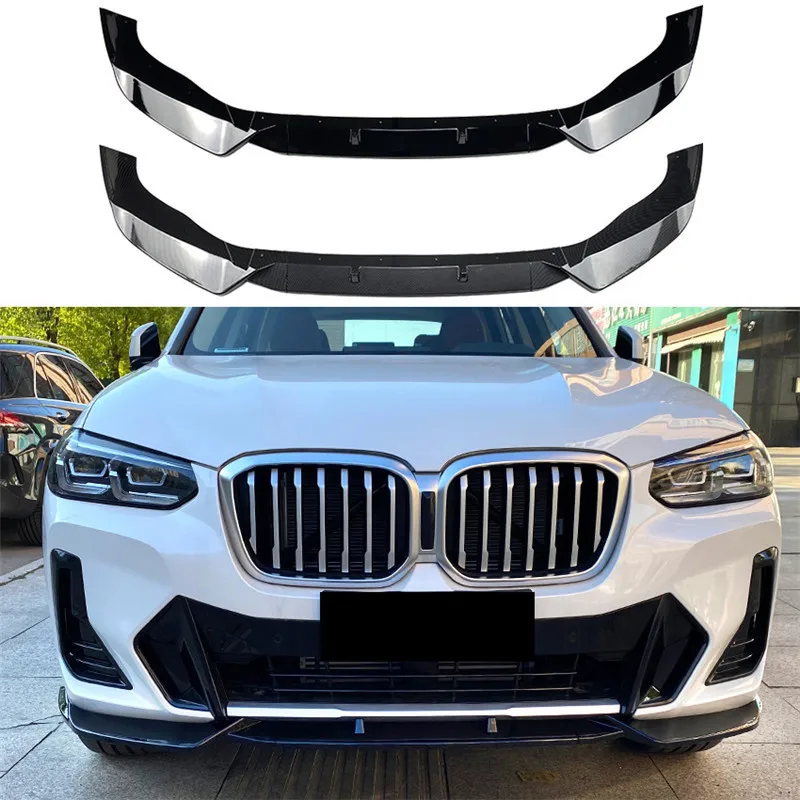 For 3PCS NEW BMW X3 G01 X4 G02 Front Bumper Diffuser Lip Splitter PU Material Black Collision Avoidance Accessories Refit 2022+