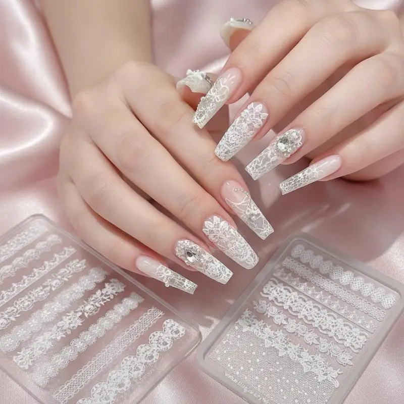3D French Pattern Lace Nail Silicone Mold Safe Non-Toxic DIY Manicure Tool for Salon Home Nail Decor Making