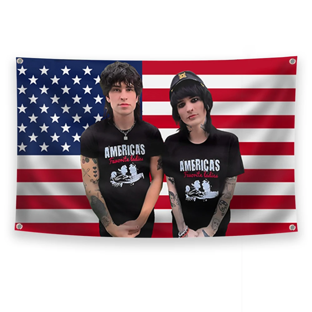 Jake and Johnnie Flag Poster The TINAS Polyester Printed with Brass Grommets Tapestry Banner for Wall Room Home Decoration