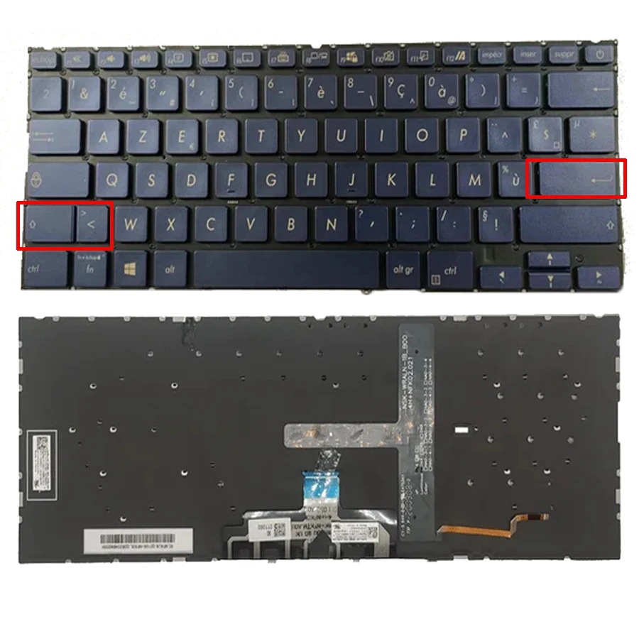 French Backlit Keyboard for Asus Zenbook 14 UX434 UX434F UX434FA UX434FN UX434FL Blue