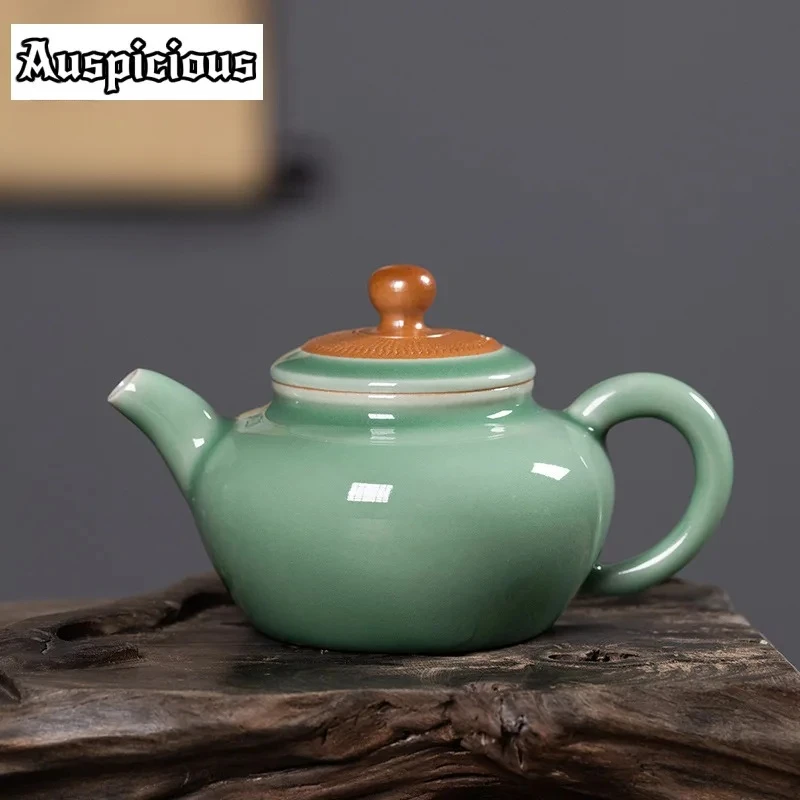 150ml Handmade Knife Jump Celadon Teapot Handmade Tea Infuser Pot Tea Maker Kettle with Ball Hole Tableware Supplies Ornaments
