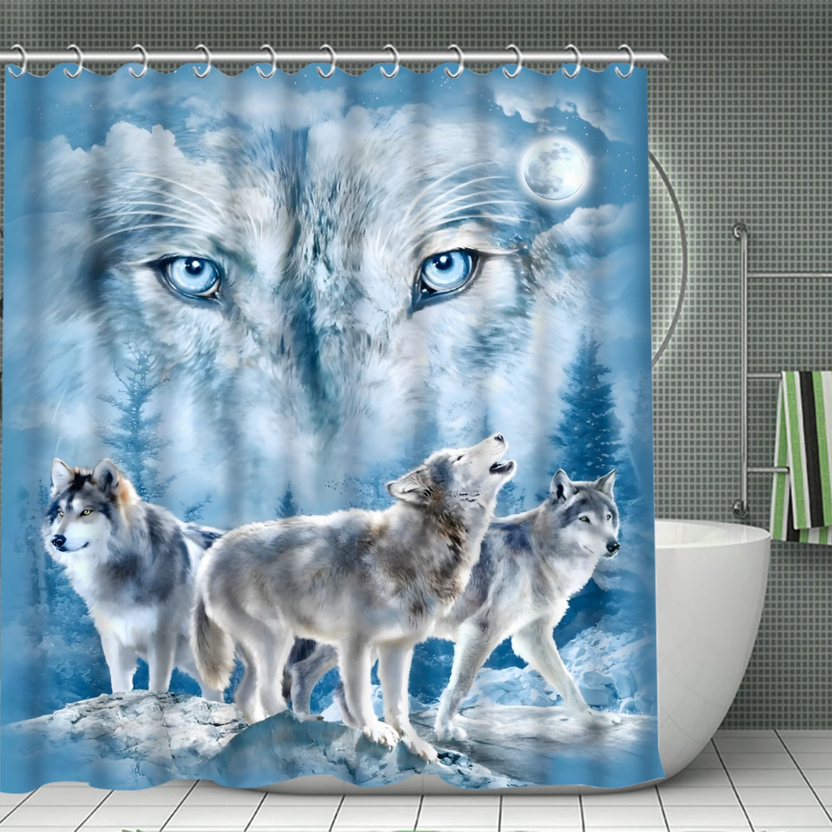 1/4 Piece Shower Curtain Set, Waterproof Bathroom Partition Curtain with Hooks, Anti-Slip Bath Rug, U Shape Mat, Toilet Seat Cov