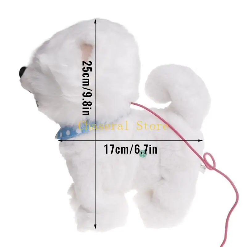 E7CE Electric Singing Dog Toy Walking Animal com trela corda Filho filhote cachorro