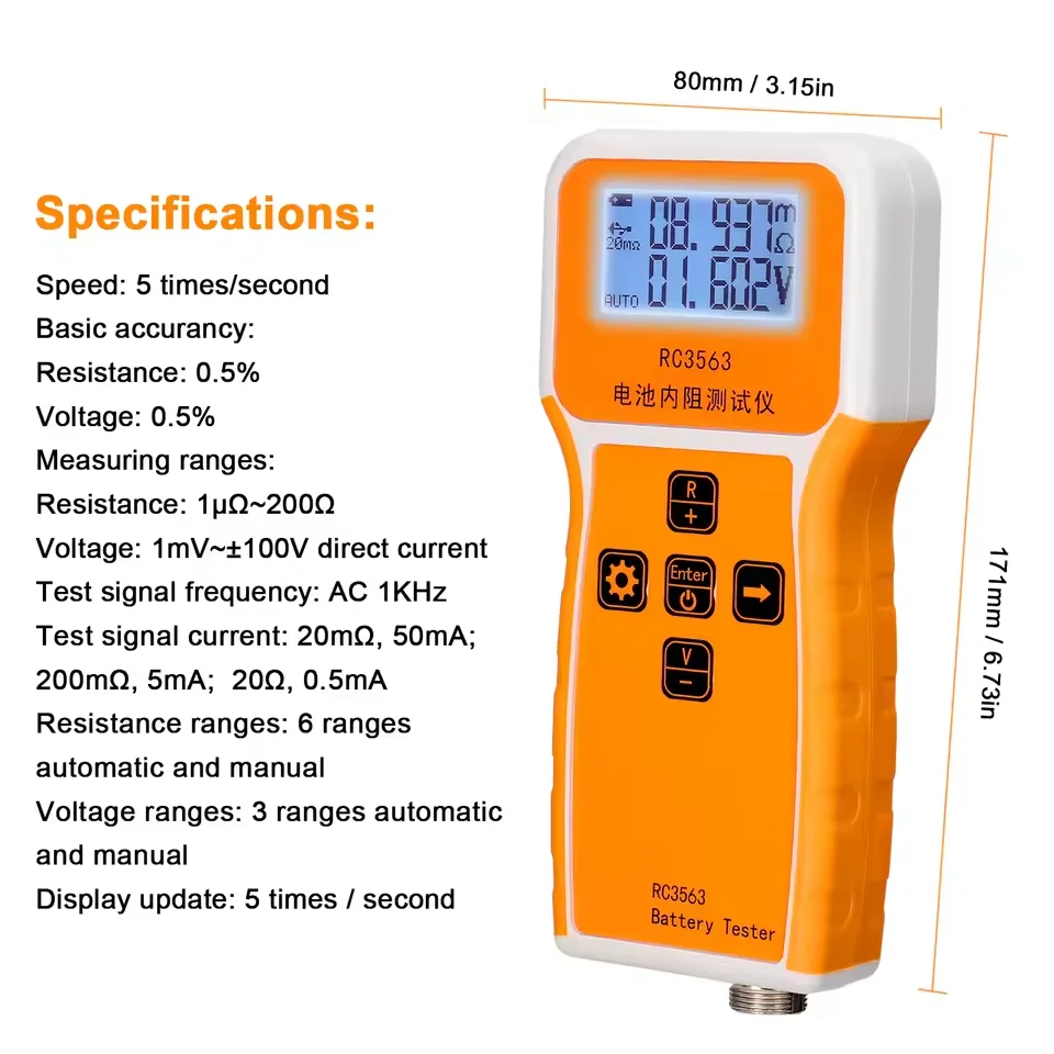 RC3563 Battery Voltage Internal Resistance Tester High-precision Trithium Lithium Iron Phosphate 18650 Battery Tester Ohmmeter